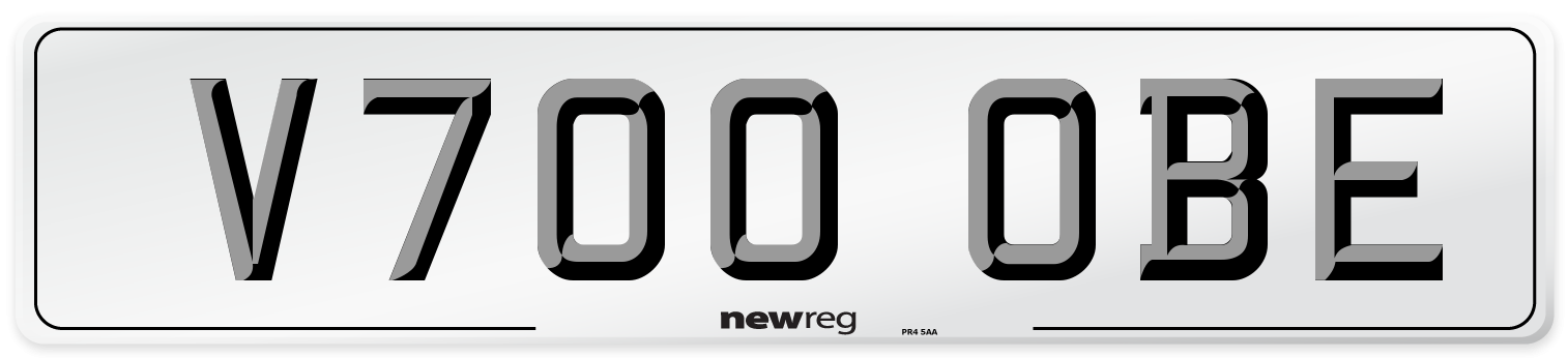 V700 OBE Number Plate from New Reg